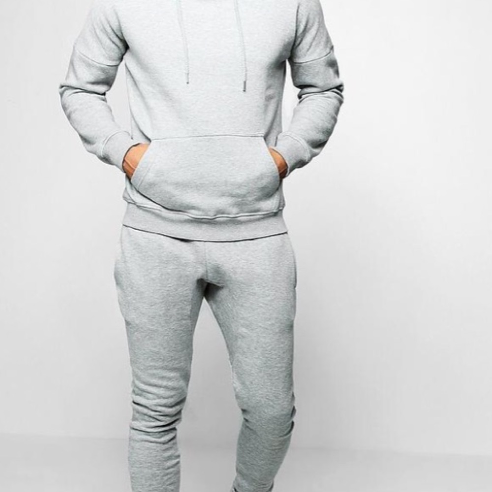 Funnel Neck Hooded Tracksuit With Skinny Joggers
